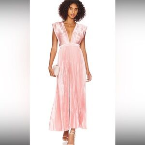 Elegant Blush Maxi Dress with V-Neck